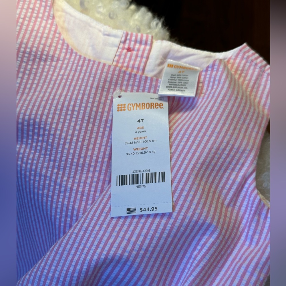 Gymboree Pink Seersucker Girls Dress, 4T, NWT